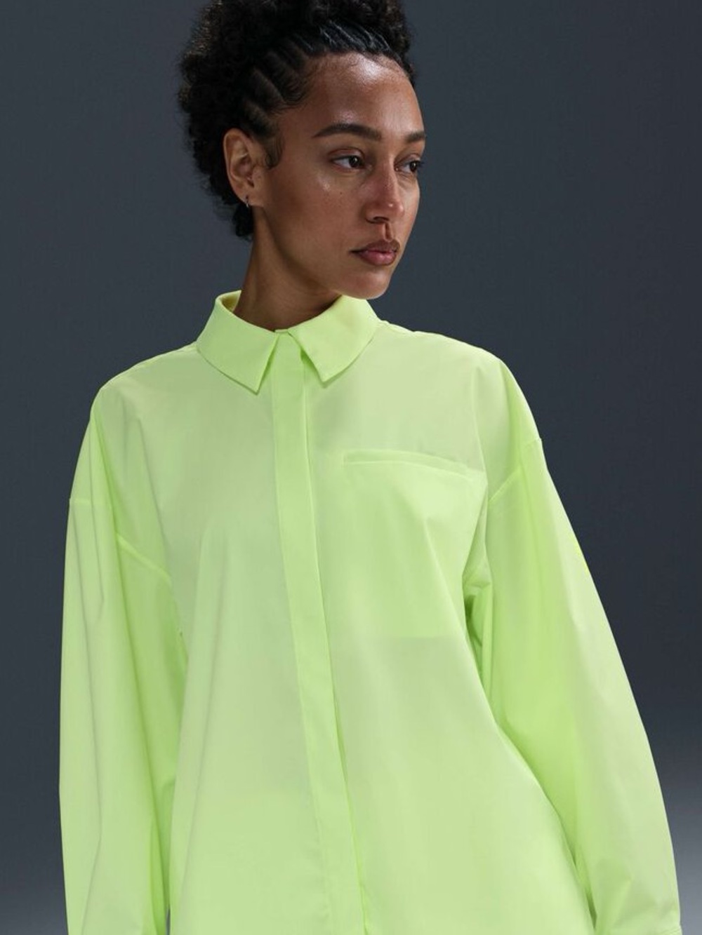 Nike 24.7 oversized neon yellow dri fit button down
